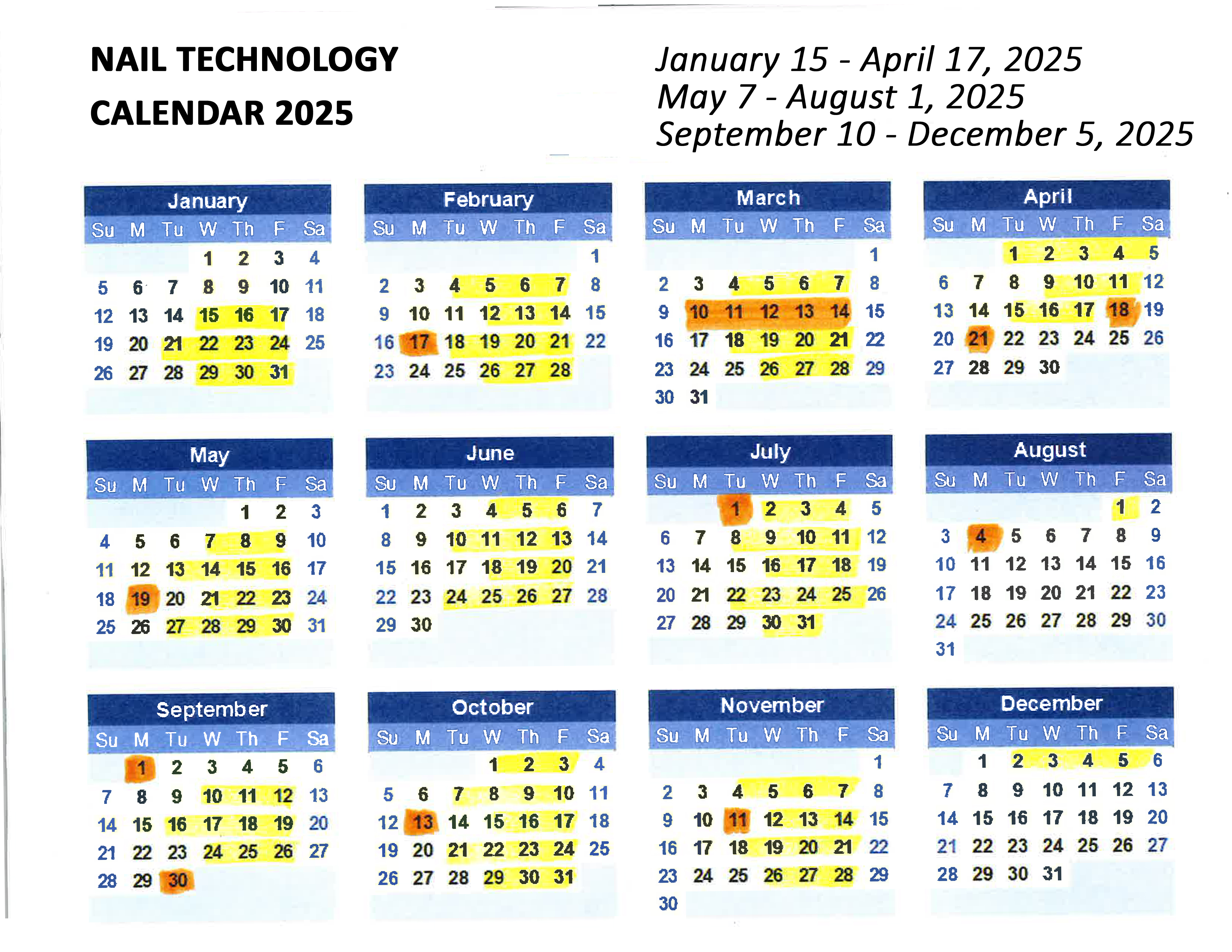 2024 nail tech calendar
